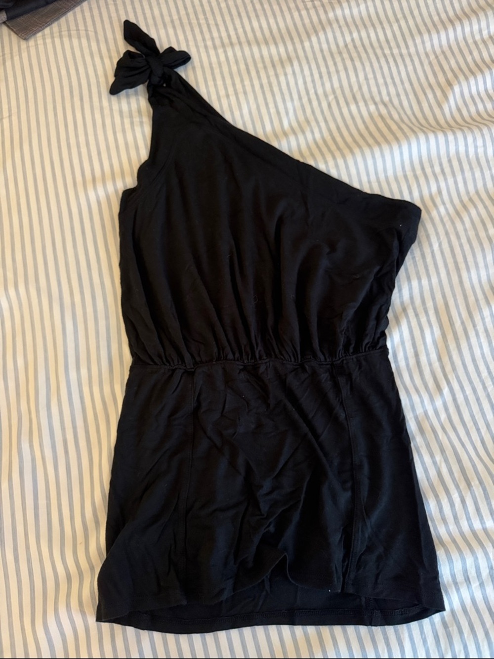 Free People Black One-Shoulder Tie-Detail Top